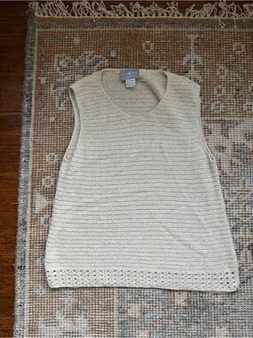 Jaclyn Smith Beige Crochet Knit Sleeveless Top